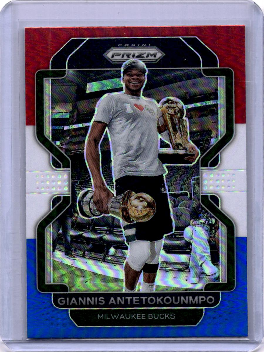 2021-22 Panini Prizm #1 Giannis Antetokounmpo Red White and Blue