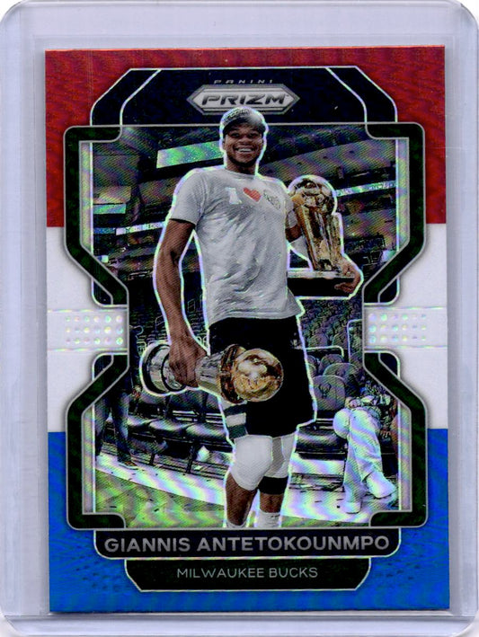 2021-22 Panini Prizm #1 Giannis Antetokounmpo Red White and Blue