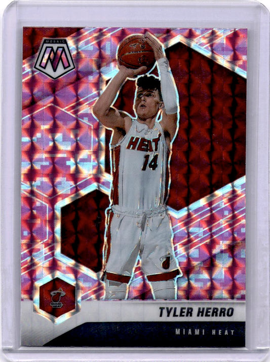 2020-21 Panini Mosaic #5 Tyler Herro Mosaic Camo Pink