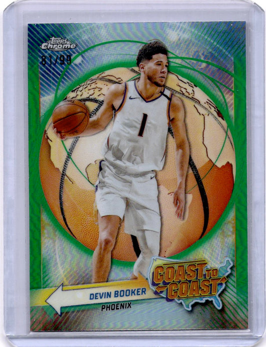 2023-24 Topps Chrome #CC-15 Devin Booker Coast to Coast Refractors Green #/99