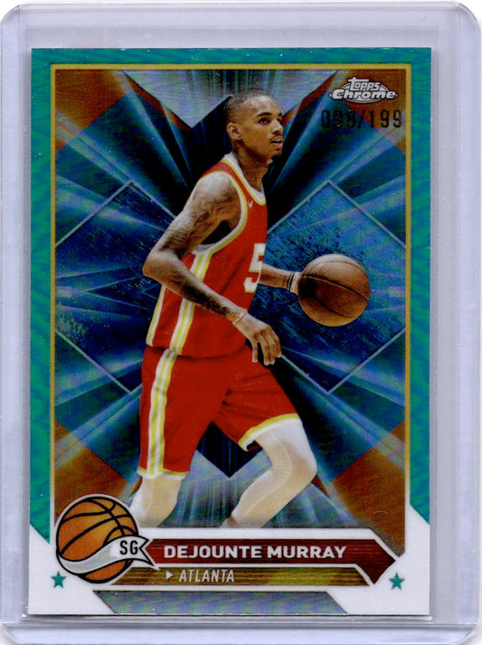 2023-24 Topps Chrome #5 Dejounte Murray Aqua Refractors #/199