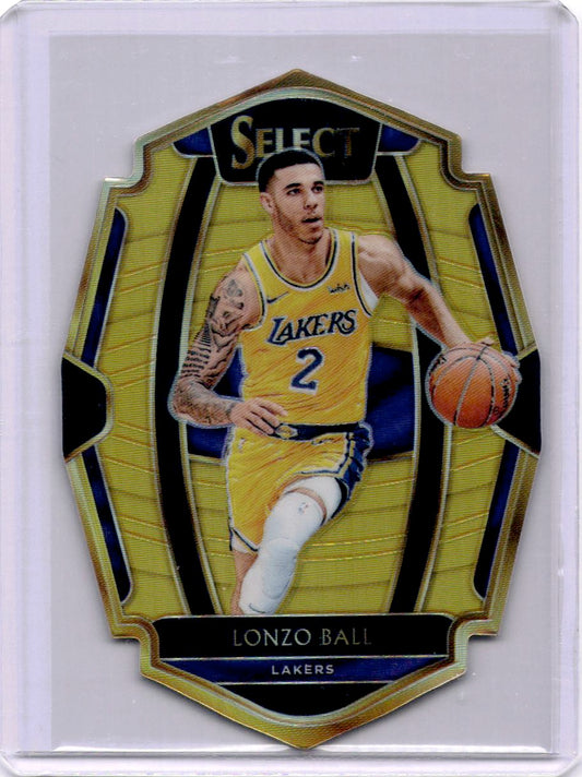 2018-19 Panini Select #180 Lonzo Ball Die-Cut Gold Prizms #/10