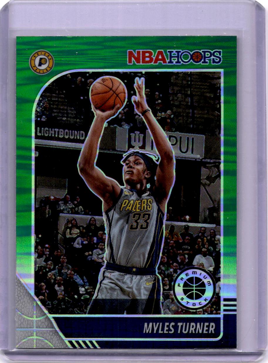 2019-20 Hoops Premium Stock #77 Myles Turner Prizms Green