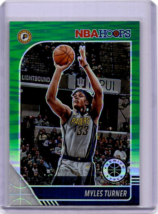 2019-20 Hoops Premium Stock #77 Myles Turner Prizms Green
