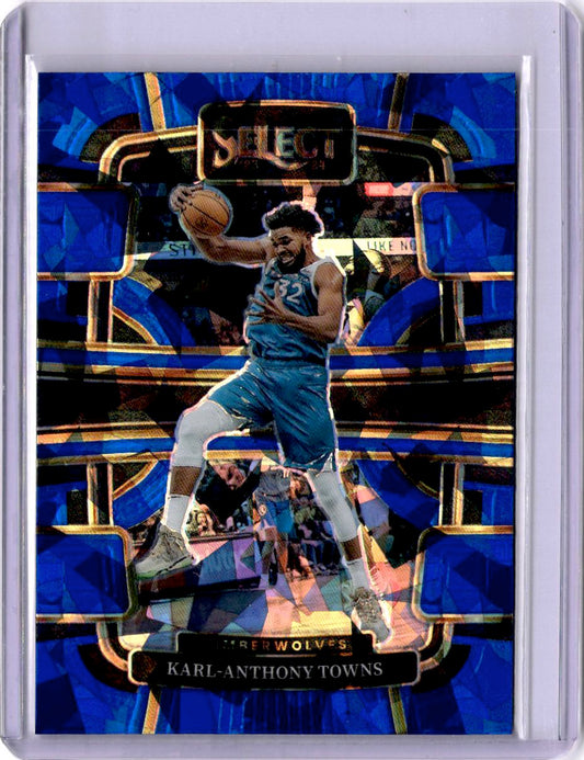 2023-24 Panini Select #5 Karl-Anthony Towns Blue Cracked Ice Prizms