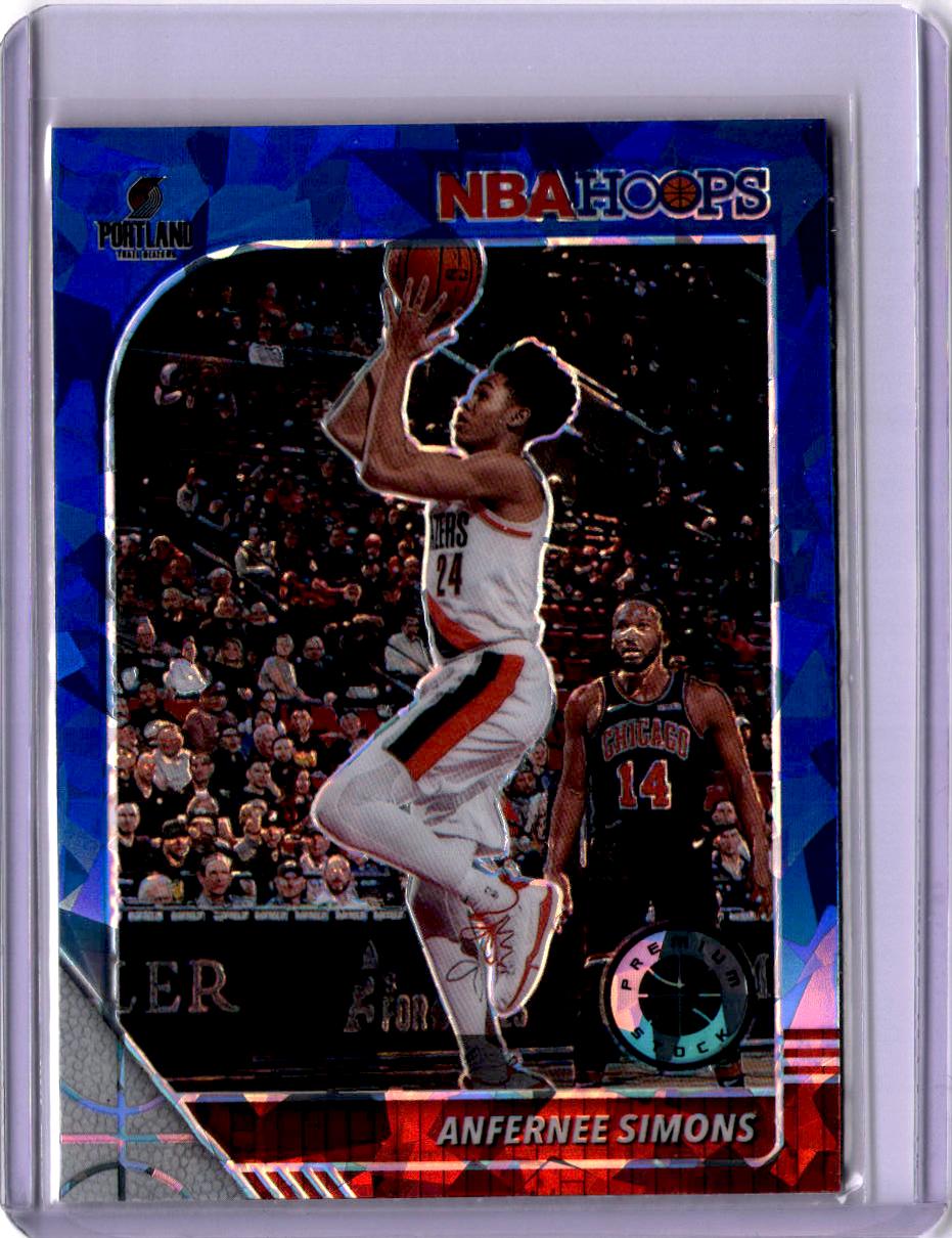 2019-20 Hoops Premium Stock #268 Anfernee Simons Prizms Blue Cracked Ice