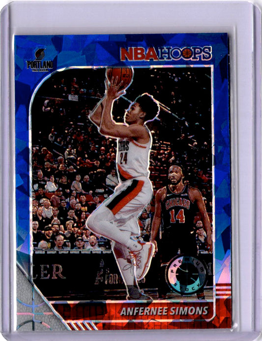 2019-20 Hoops Premium Stock #268 Anfernee Simons Prizms Blue Cracked Ice