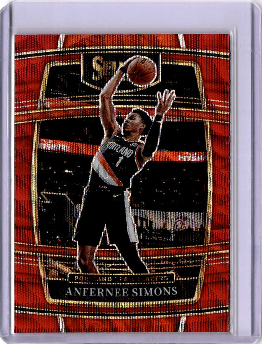 2021-22 Panini Select #29 Anfernee Simons Red Wave Prizms