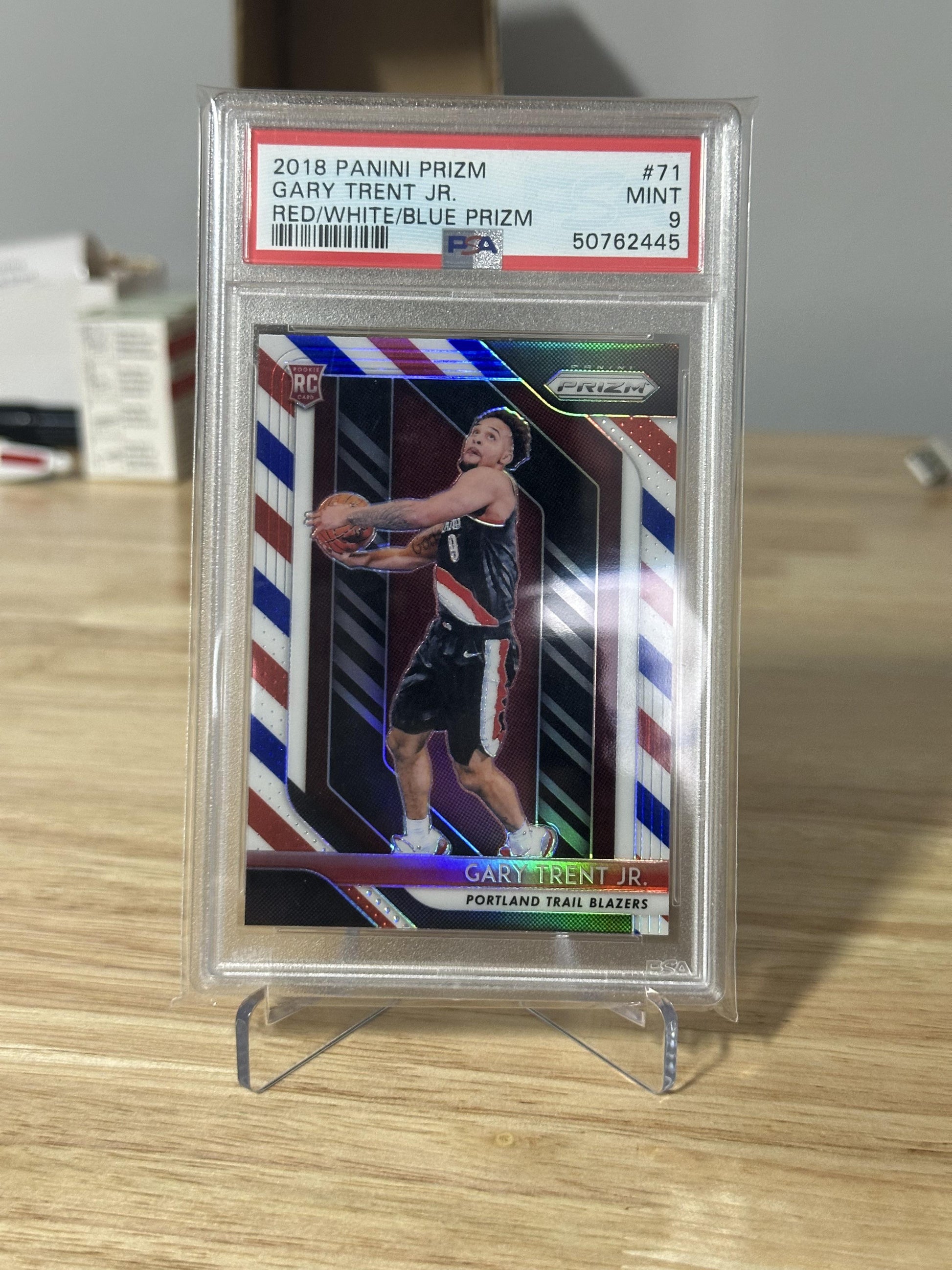 2018 Panini Prizm #71 Gary Trent Jr. Red/White/Blue Prizm PSA 9