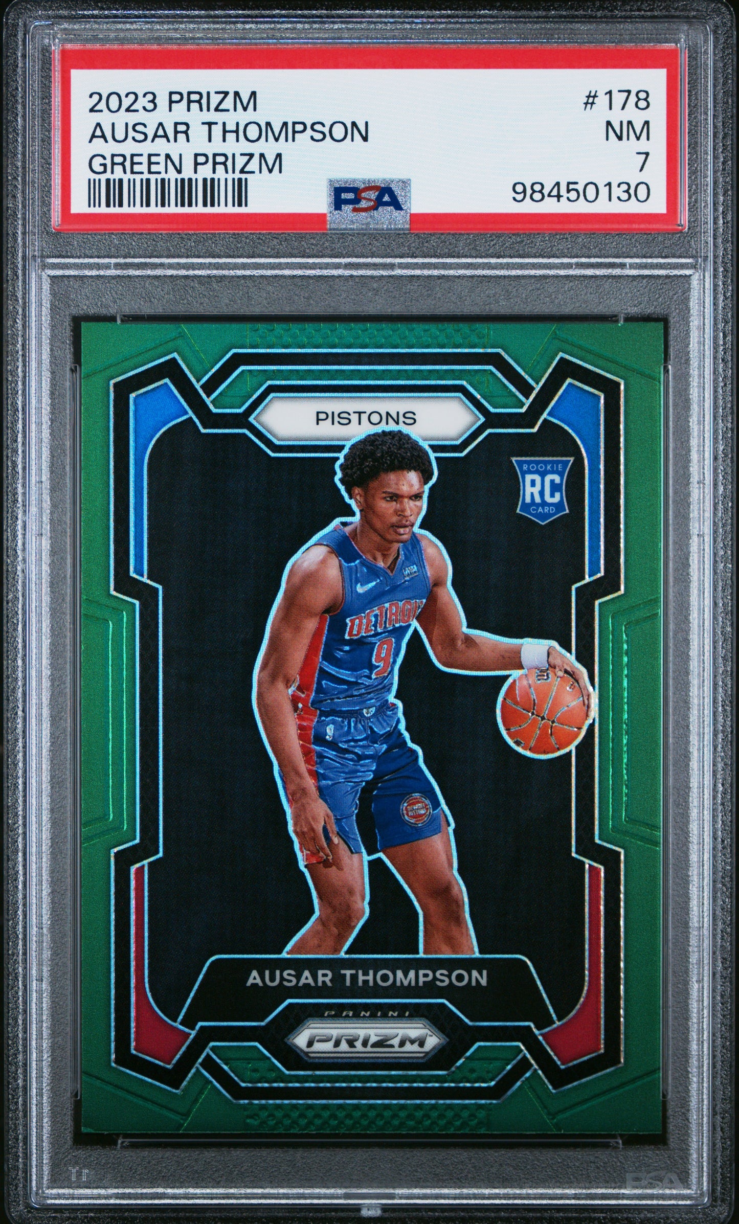 2023 Panini Prizm #178 Ausar Thompson Green Prizm PSA 7