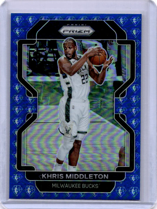 2021-22 Panini Prizm #128 Khris Middleton NBA 75th Anniversary Diamond #/75