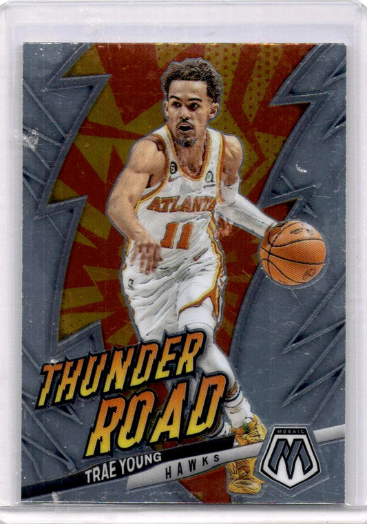 2022-23 Panini Mosaic #4 Trae Young Thunder Road