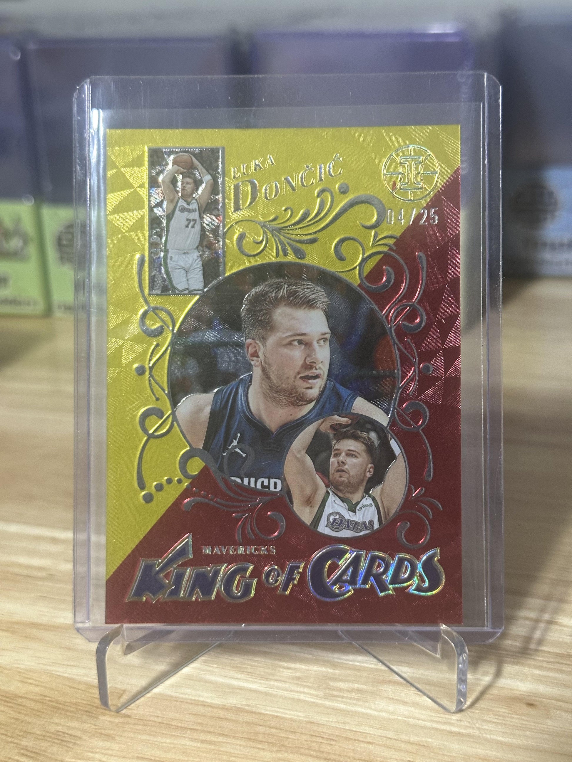 2021-22 Panini Illusions #11 Luka Doncic King of Cards Asia Red and Yellow #/25