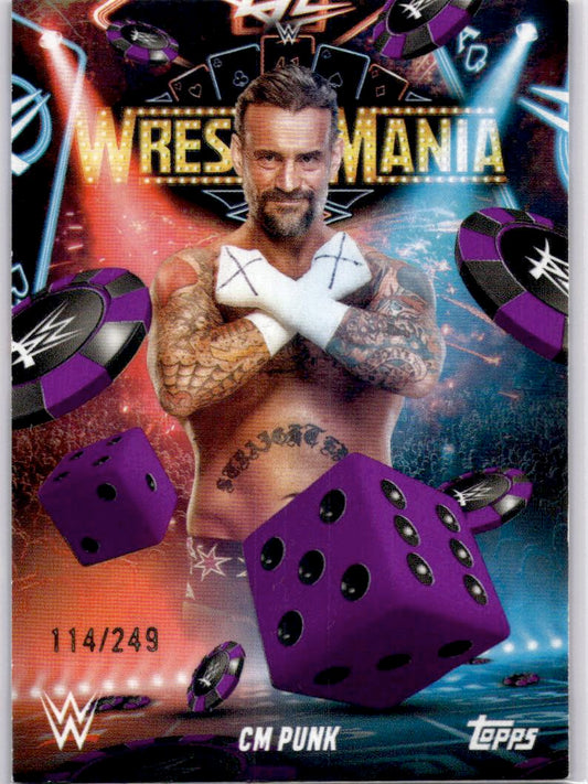 2025 Topps WWE WrestleMania 41 (Las Vegas Exclusive) #WM-21 CM Punk Purple #/249