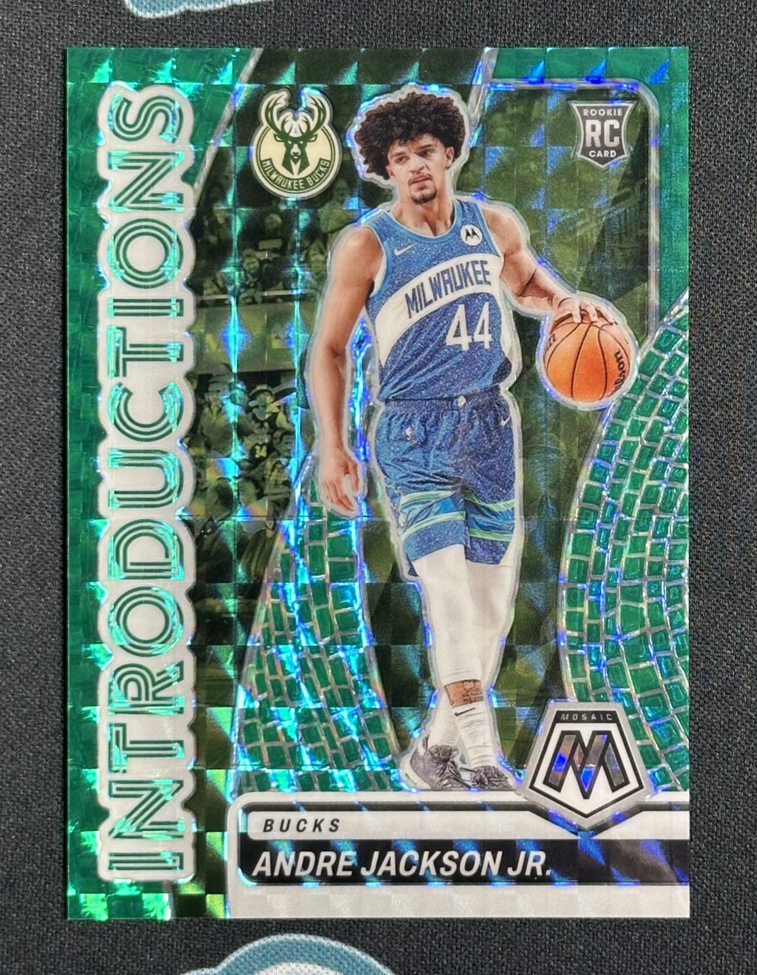 2023-24 Panini Mosaic #7 Andre Jackson Jr. Introductions Mosaic Teal #/75