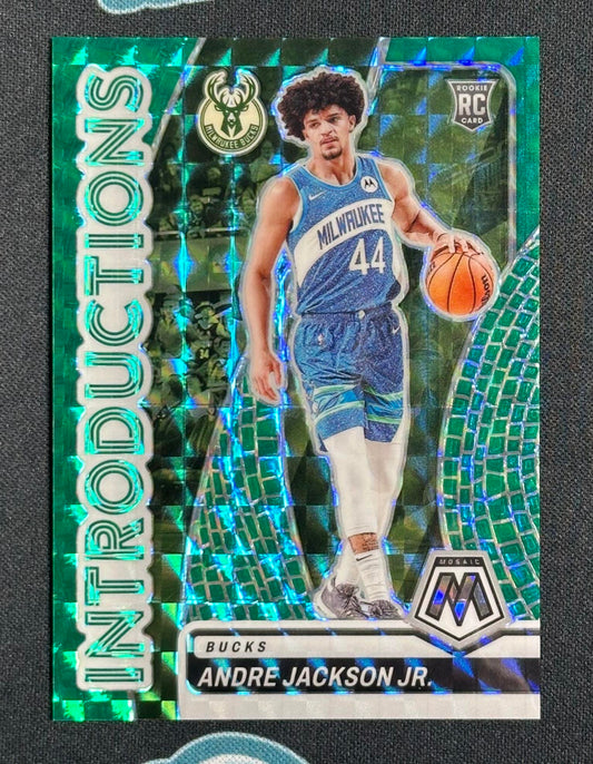 2023-24 Panini Mosaic #7 Andre Jackson Jr. Introductions Mosaic Teal #/75