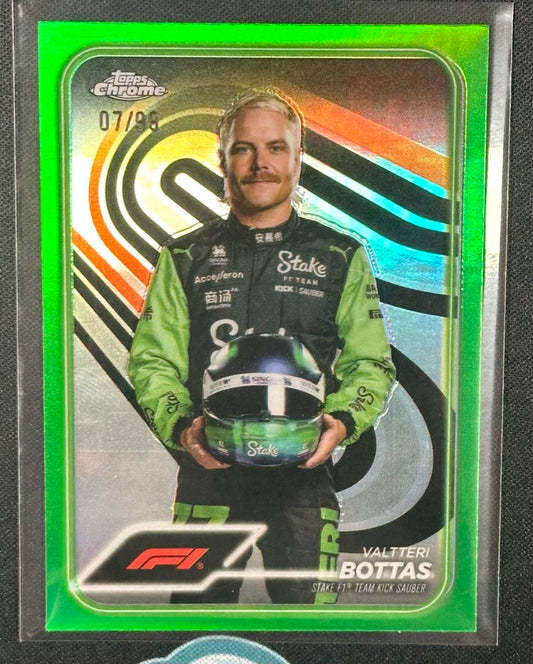 2024 Topps Chrome Formula 1 #13 Valtteri Bottas Green Refractors #/99