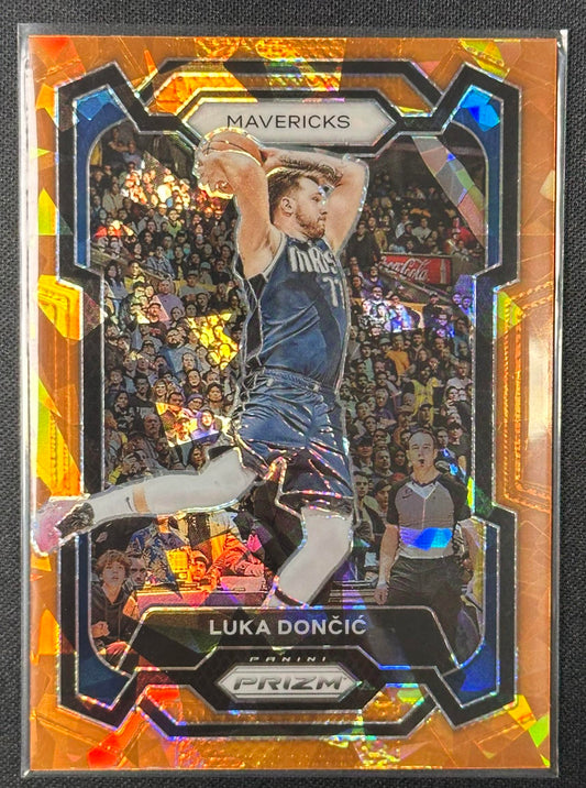 2023-24 Panini Prizm #110 Luka Doncic Prizms Orange Ice