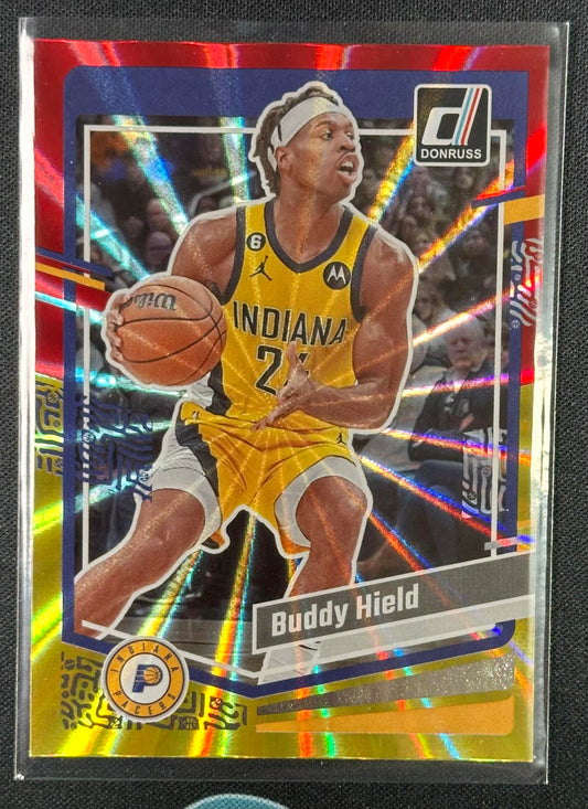 2023-24 Donruss #109 Buddy Hield Red and Gold Laser Holo