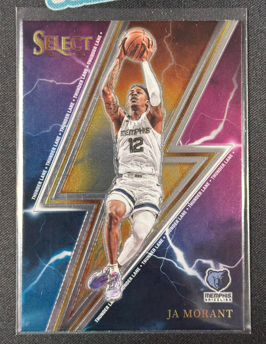 2023-24 Panini Select #7 Ja Morant Thunder Lane Silver Prizms