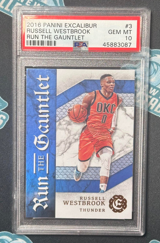 2016 Panini Excalibur Russell Westbrook Run The Gauntlet PSA 10