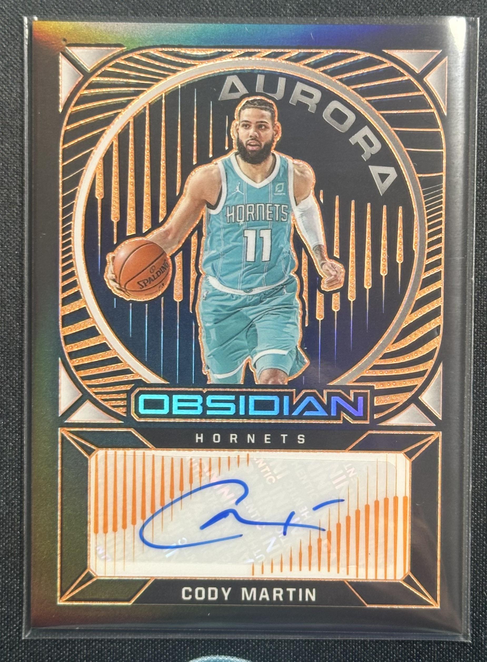 2020-21 Panini Obsidian Cody Martin Aurora Autographs Electric Etch Orange #/50