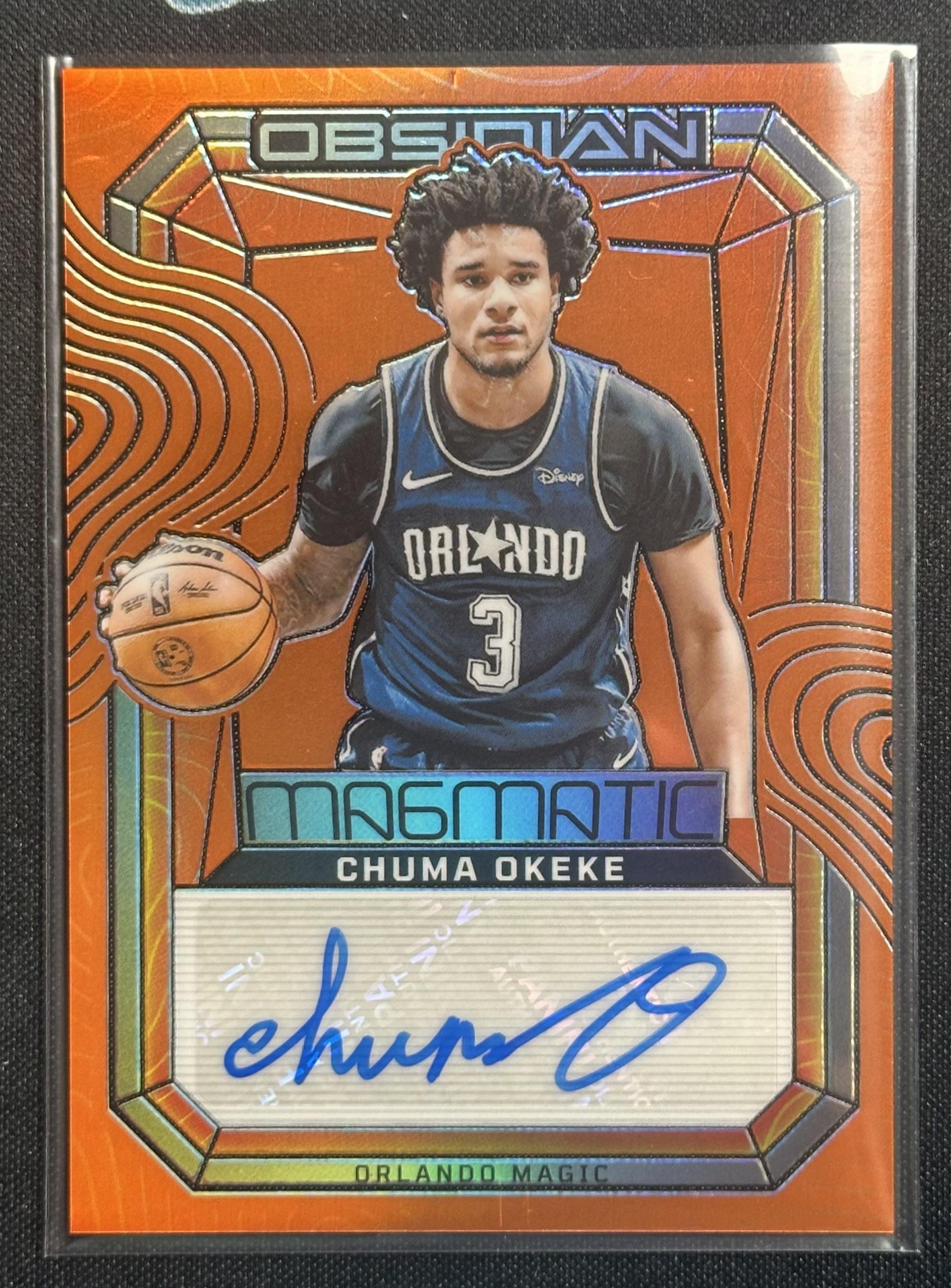 2023-24 Obsidian Chuma Okeke Magmatic Signatures Electric Etch Orange Flood #/75