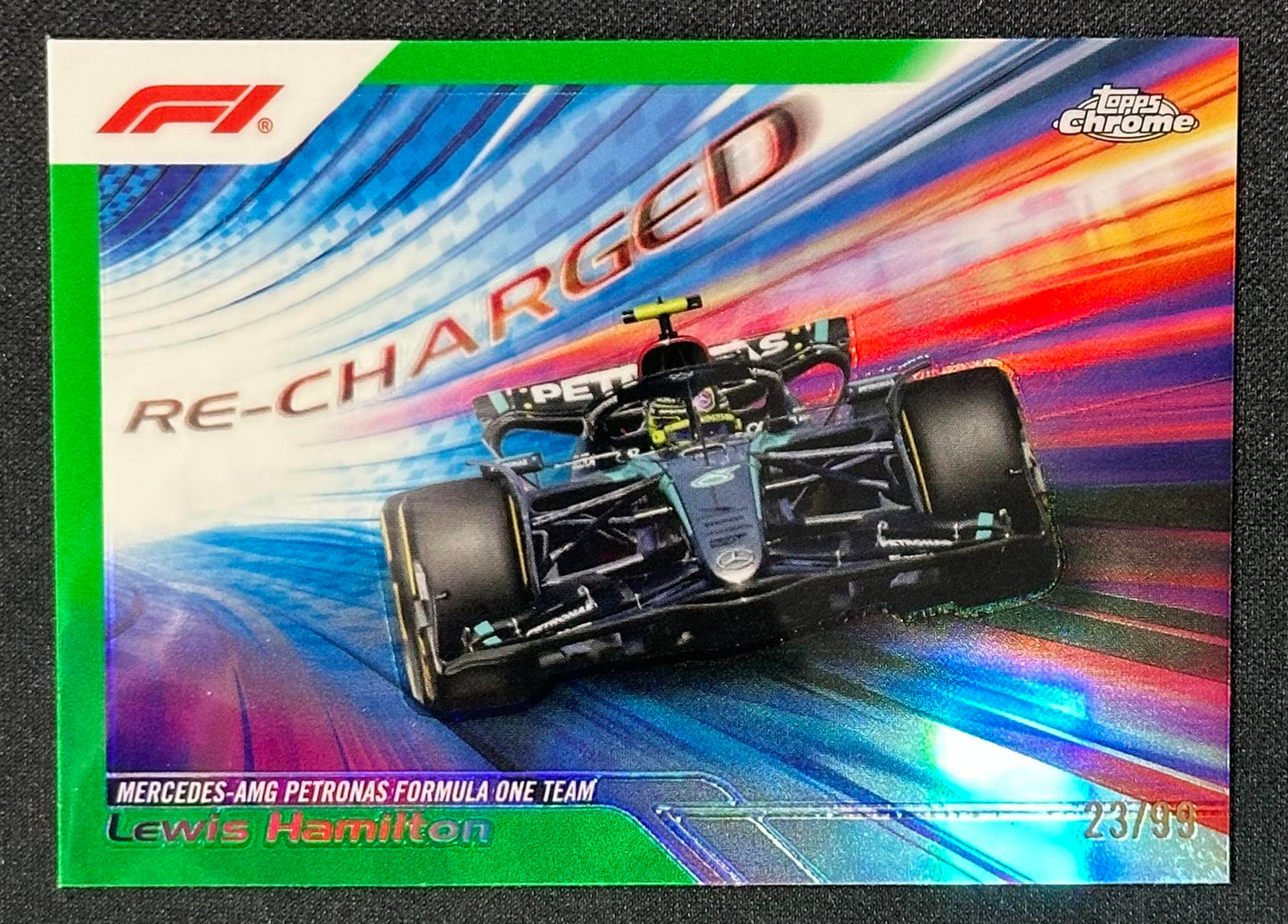 2024 Topps Chrome Formula 1 Lewis Hamilton Re-Charged Green Refractors /99