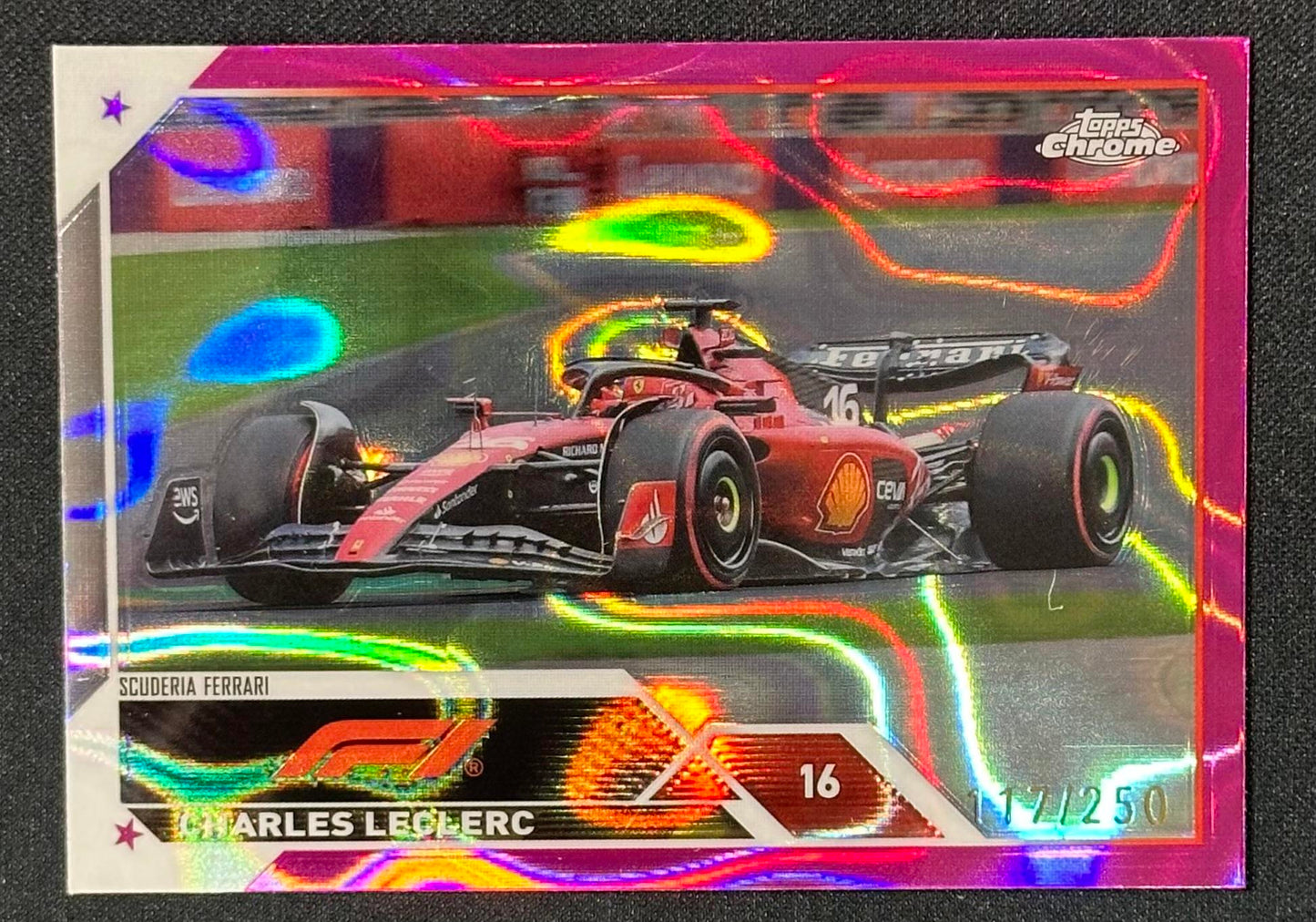 2023 Topps Chrome Formula 1 #7 Charles Leclerc Fuchsia Lava Refractor #/250