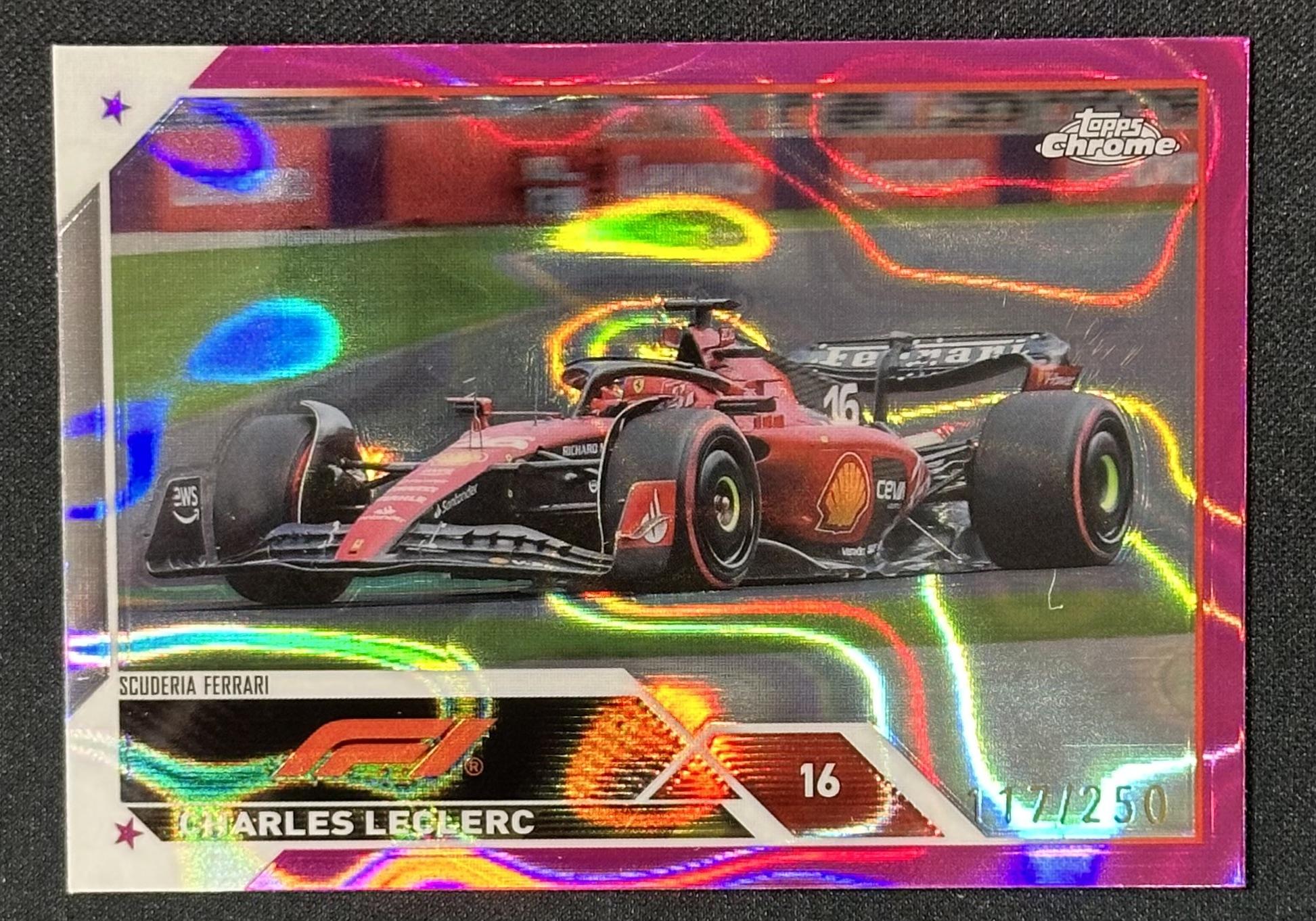 2023 Topps Chrome Formula 1 #7 Charles Leclerc Fuchsia Lava Refractor #/250