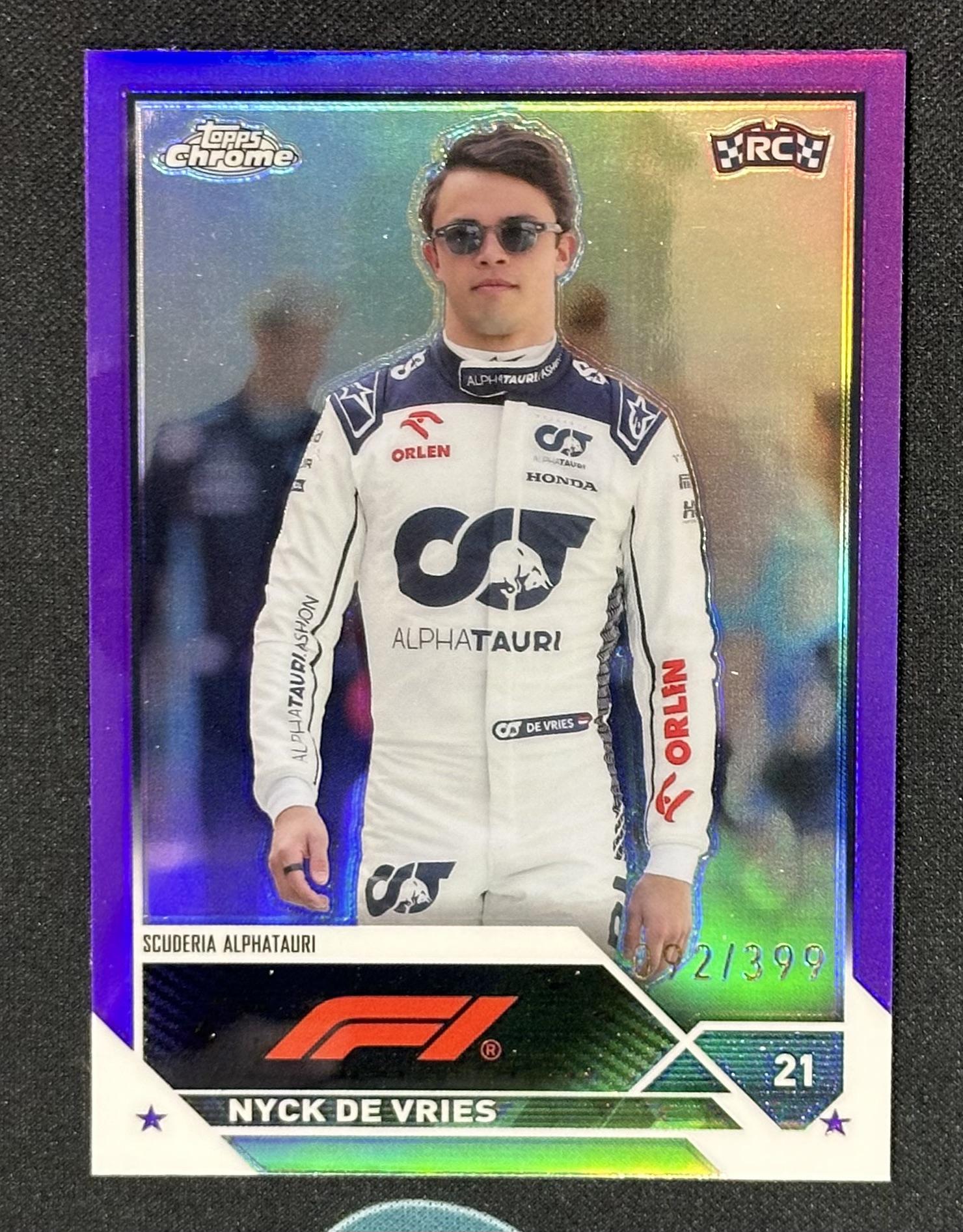 2023 Topps Chrome Formula 1 #68 Nyck De Vries Purple Refractor #/399