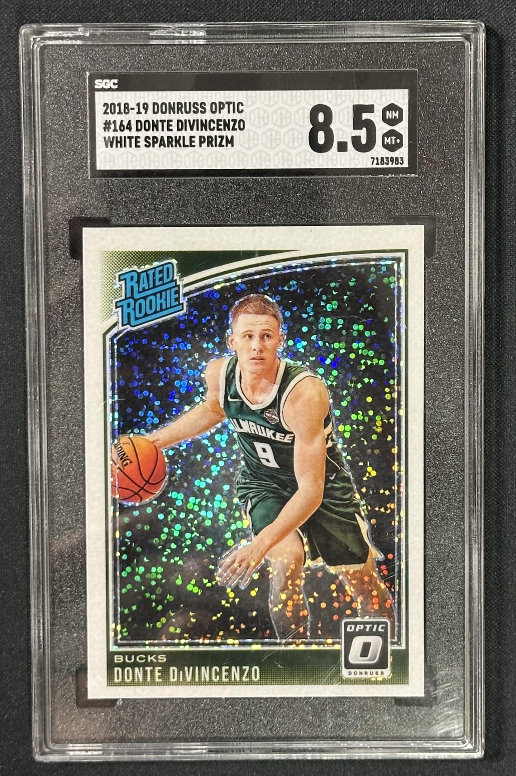2018-19 Donruss Optic #164 Donte DiVincenzo White Sparkle Prizm SGC 8.5