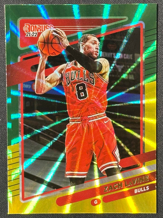 2021-22 Donruss #11 Zach LaVine Holo Green and Yellow Laser