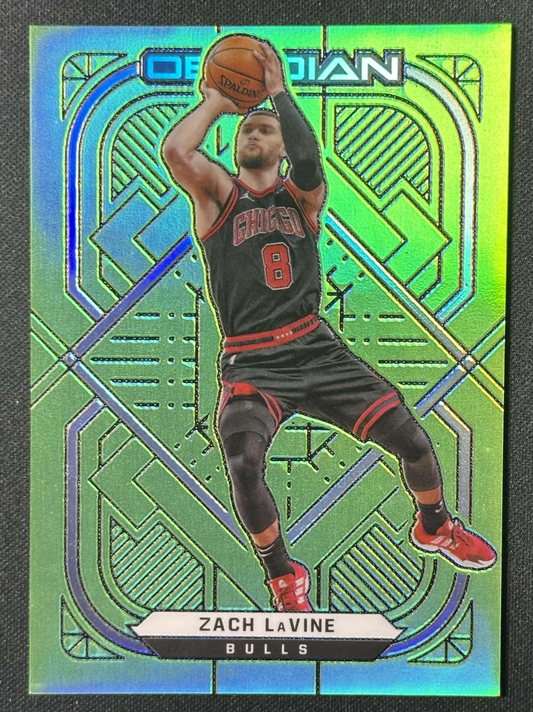 2020-21 Panini Obsidian #96 Zach LaVine Electric Etch Green Flood