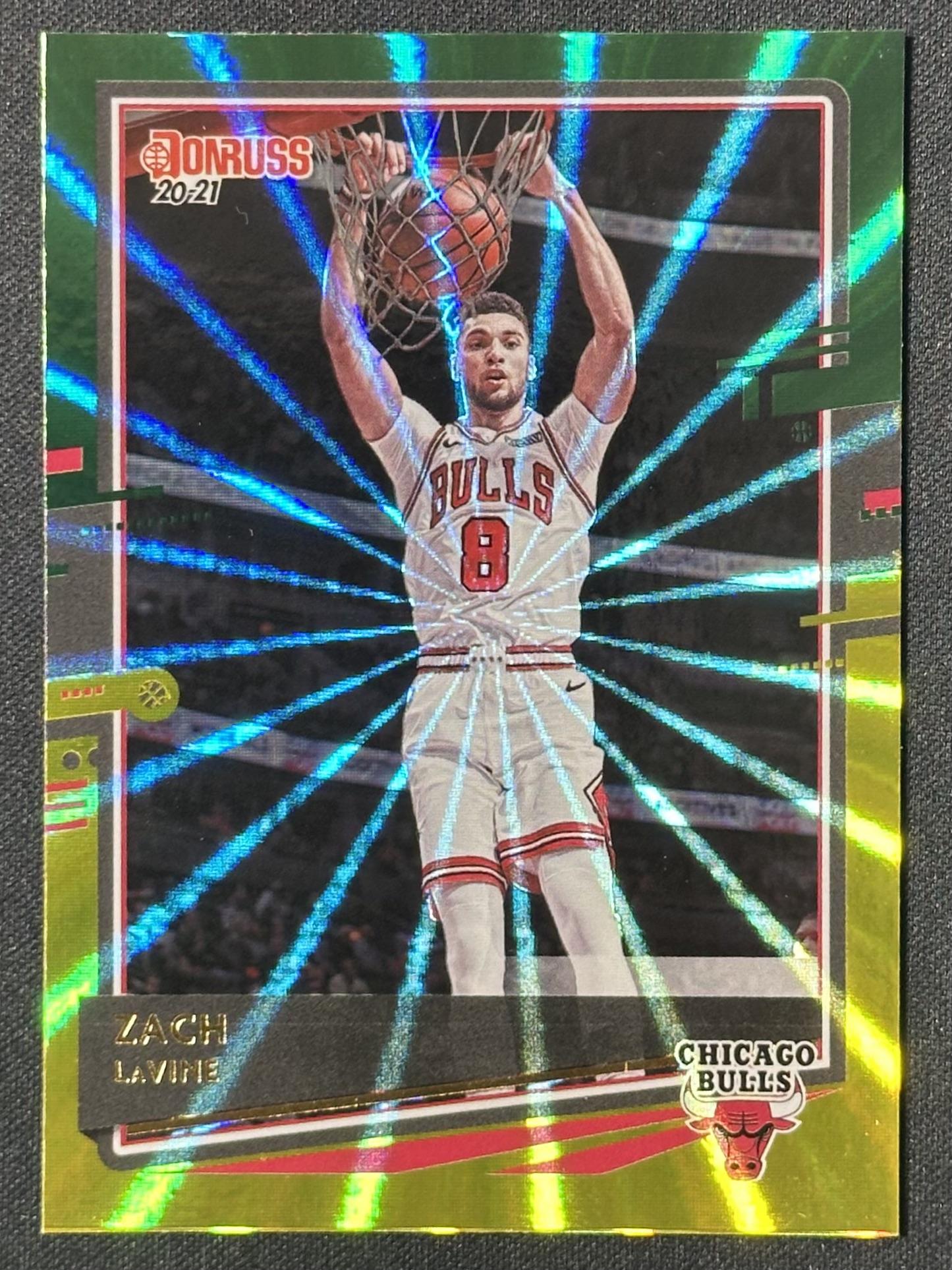 2020-21 Donruss #169 Zach LaVine Holo Green and Yellow Laser