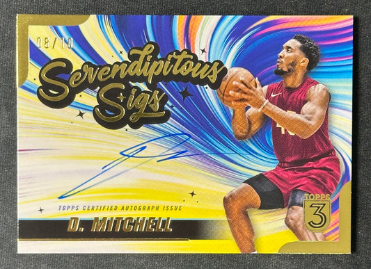2023-24 Topps 3 #SS-DM Donovan Mitchell Serendipitous Sigs Gold #/10