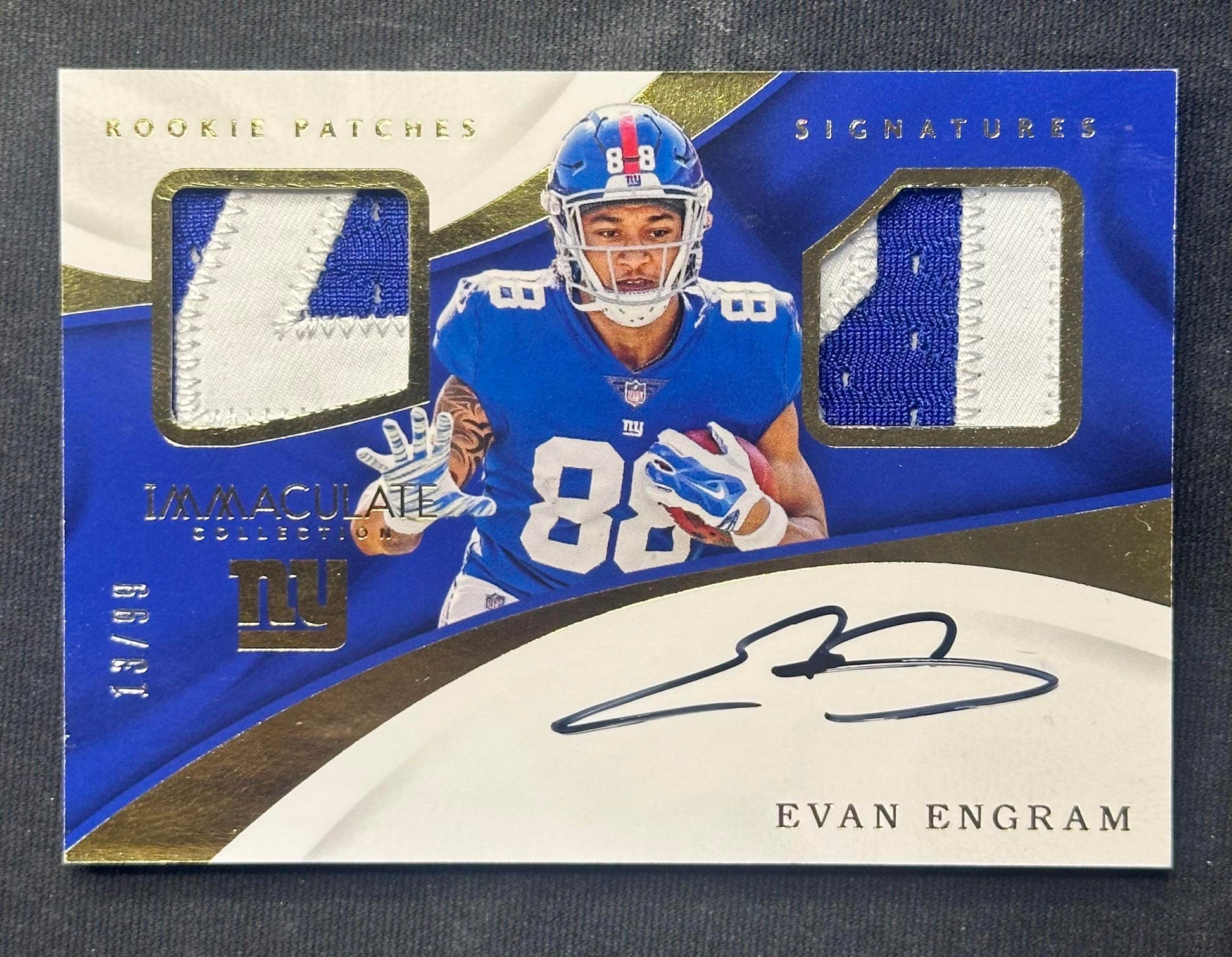 2017 Panini Immaculate Collection Evan Engram Signature Patches Rookie Gold #/25
