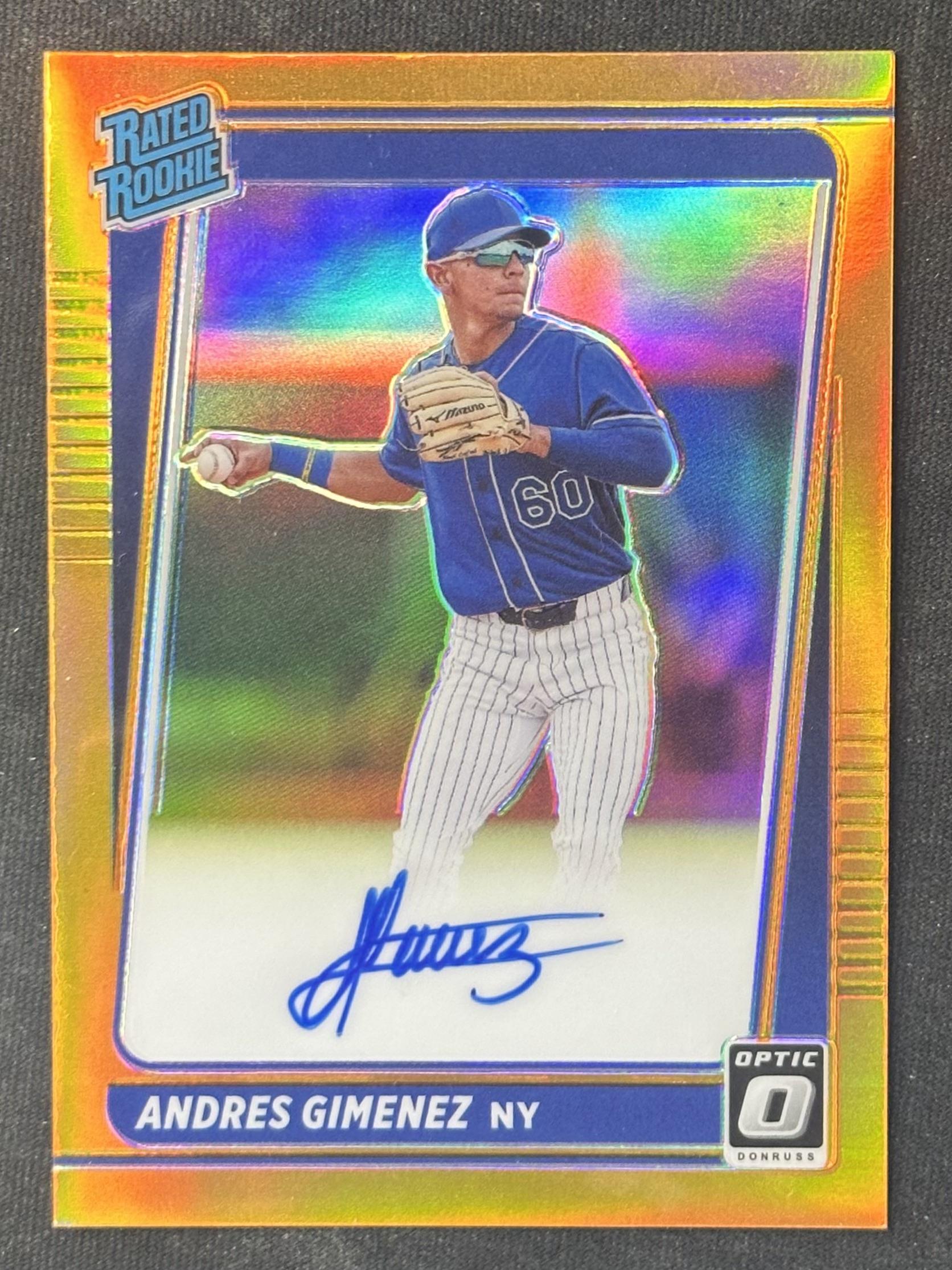 2021 Donruss Optic #RRS-AG Andres Gimenez Rated Rookie Signatures Orange #/75