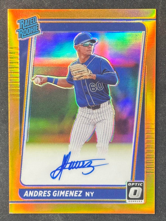2021 Donruss Optic #RRS-AG Andres Gimenez Rated Rookie Signatures Orange #/75