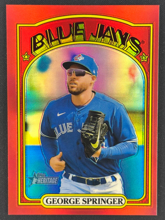 2021 Topps Heritage #716 George Springer Chrome Red Refractor #/372