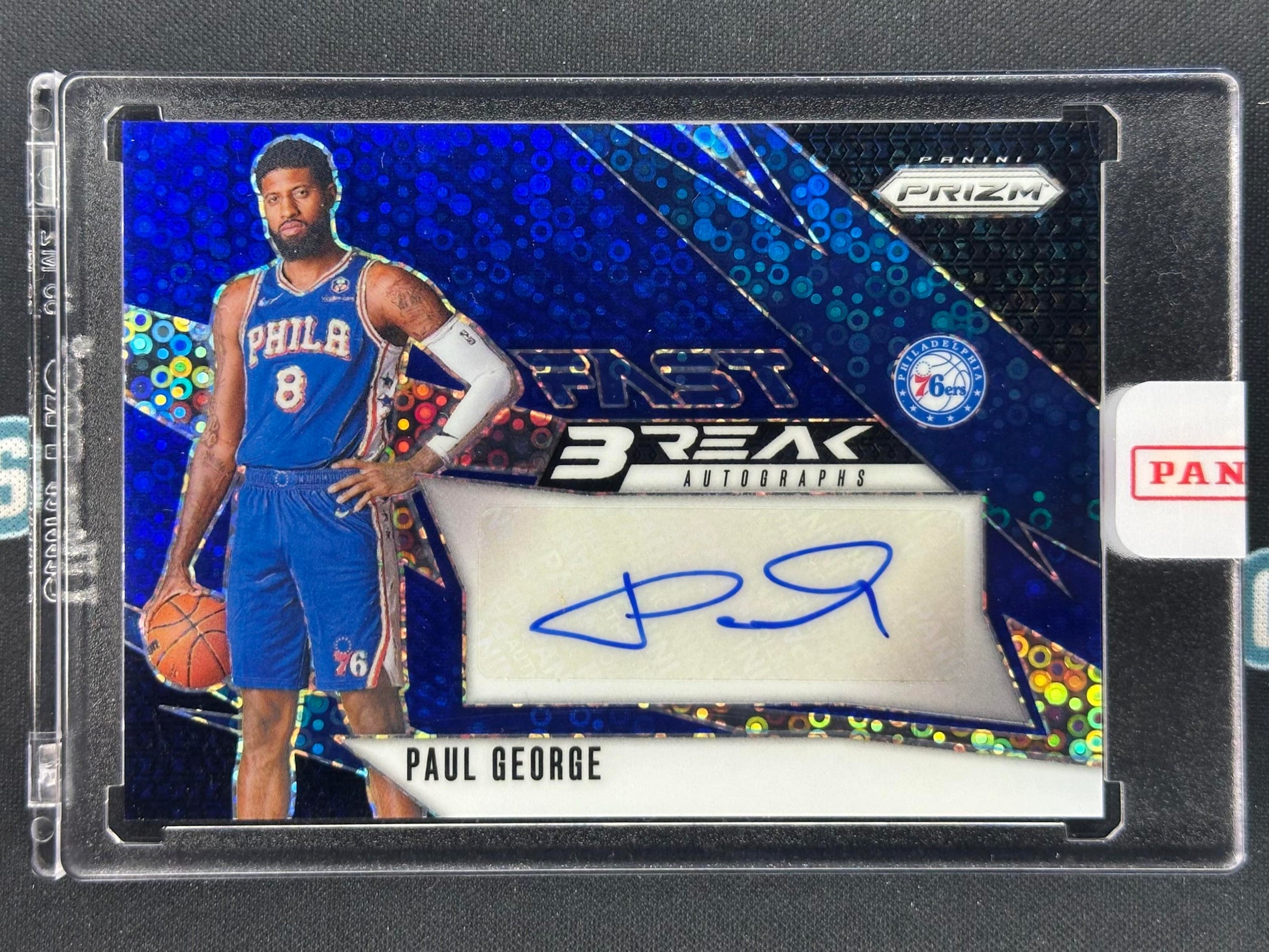 2023-24 Panini Prizm #FB-PGL Paul George Blue Fast Break Autographs /49