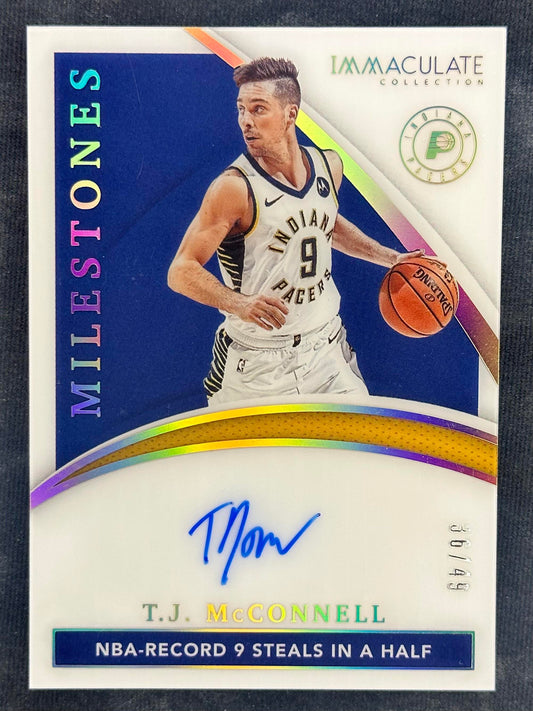 2020-21 Panini Immaculate Collection T.J. McConnell Immaculate Milestones #/49