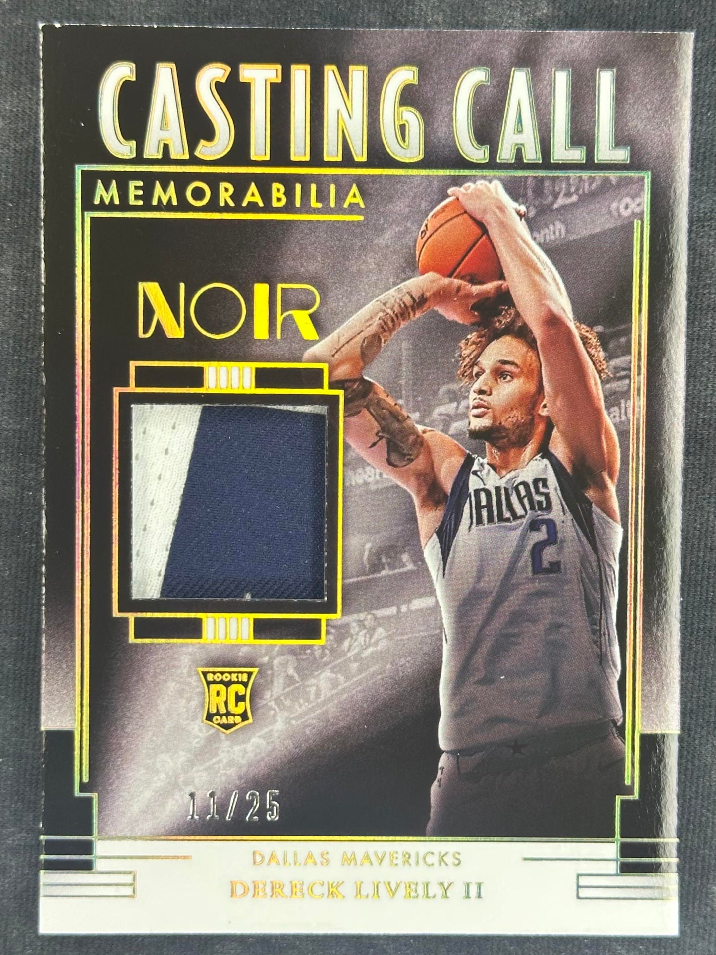 2023-24 Panini Noir Dereck Lively II Casting Call Memorabilia Prime Holo /25