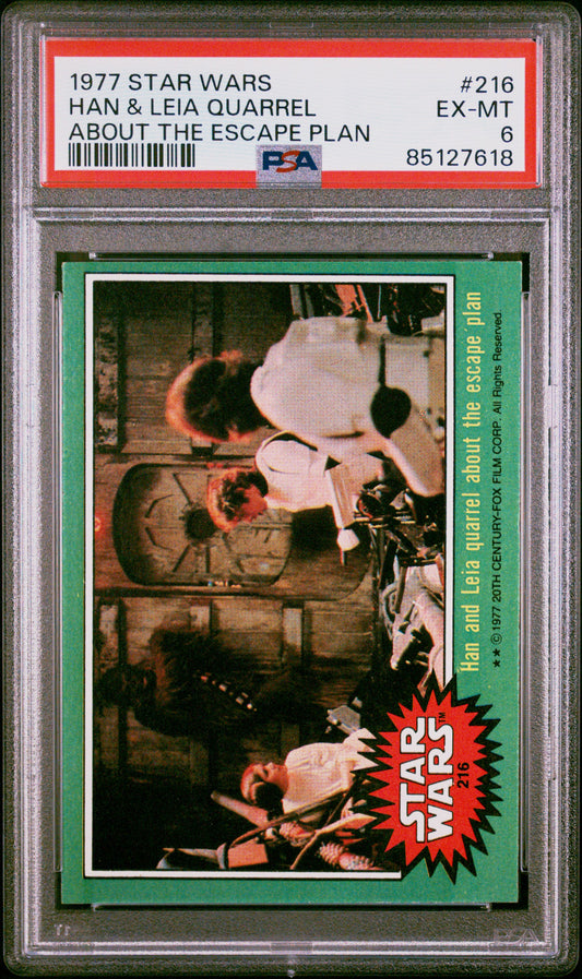 1977 Star Wars #216 Han & Leia Quarrel About The Escape Plan PSA 6
