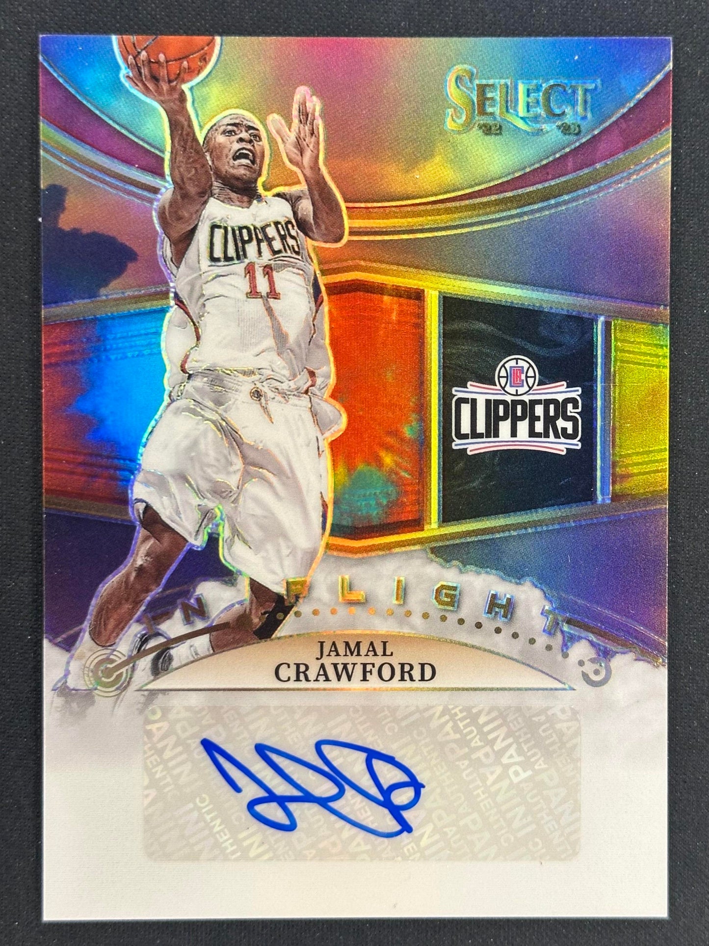 2022-23 Panini Select #IFS-JCF Jamal Crawford In Flight Signatures Tie-Dye #/25