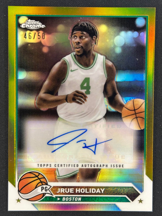 2023-24 Topps Chrome #CG-JH Jrue Holiday Autographs Gold Refractors #/50