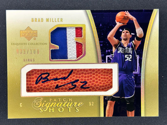 2004-05 Upper Deck Exquisite Collection Brad Miller Signature Shots Patches /100