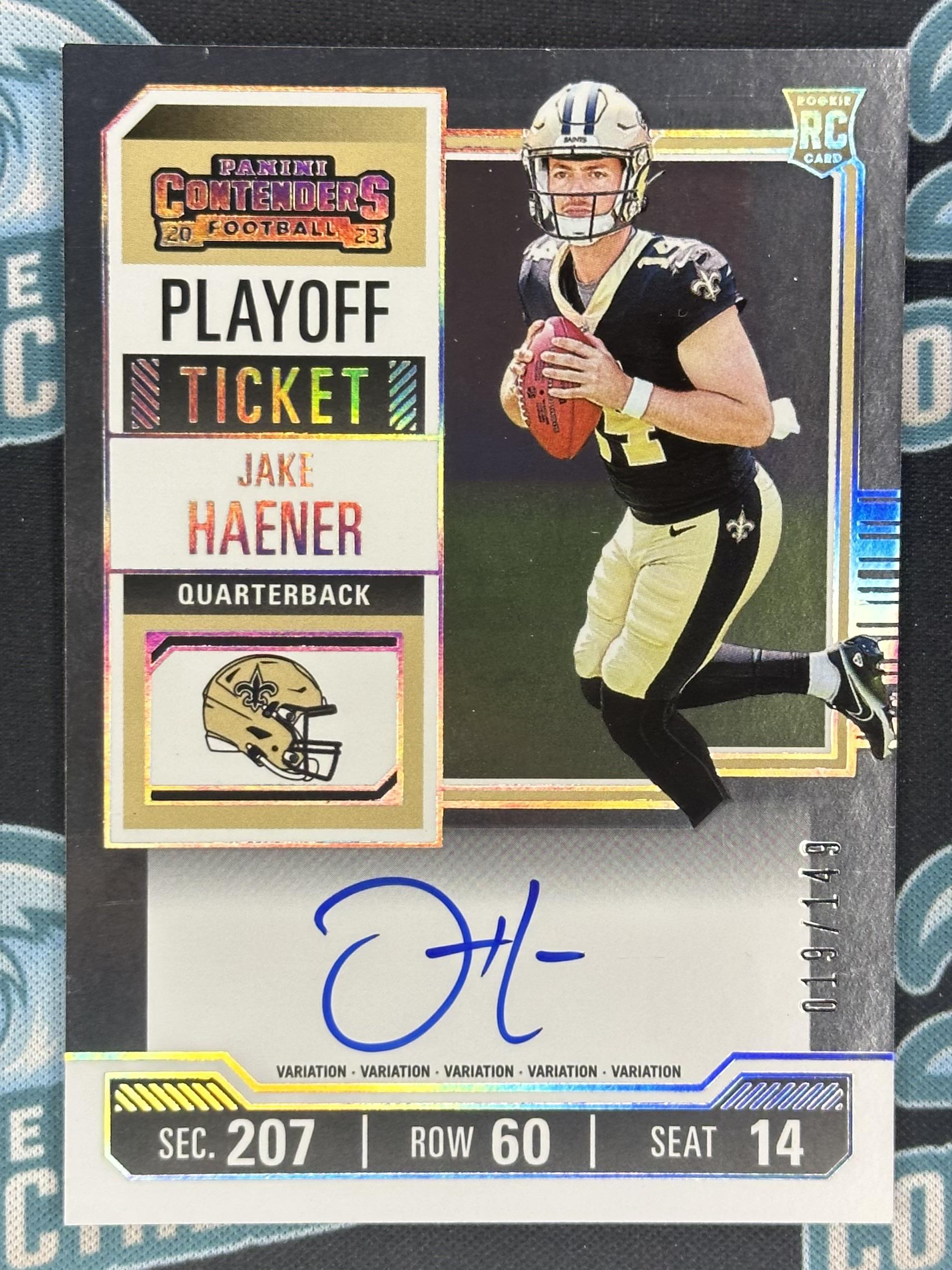 2024 Panini Contenders #113 Jake Haener Rookie Playoff Ticket RPS #/149