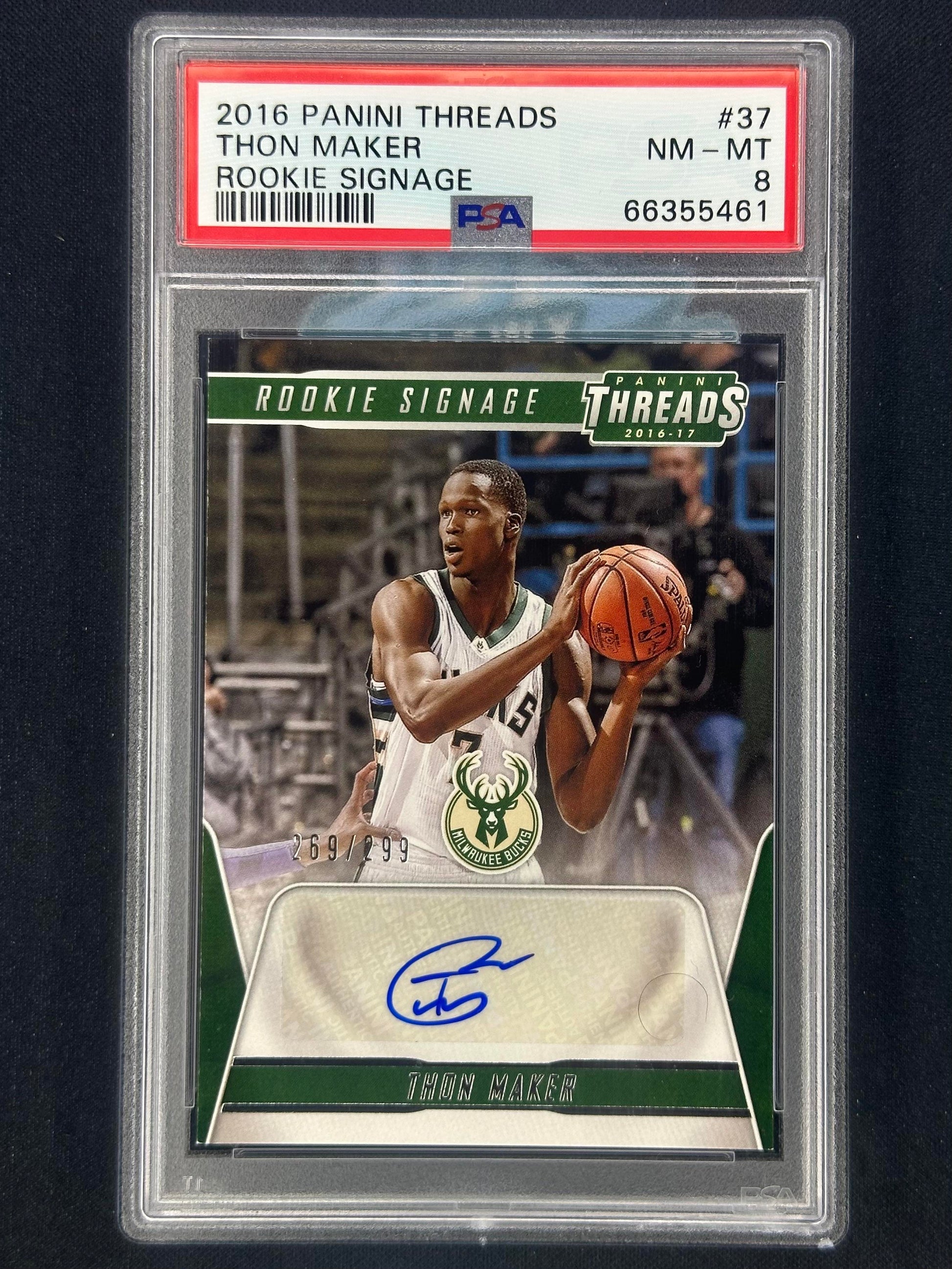 2016 Panini Threads Rookie Signage #37 Thon Maker Rookie Signage PSA 8