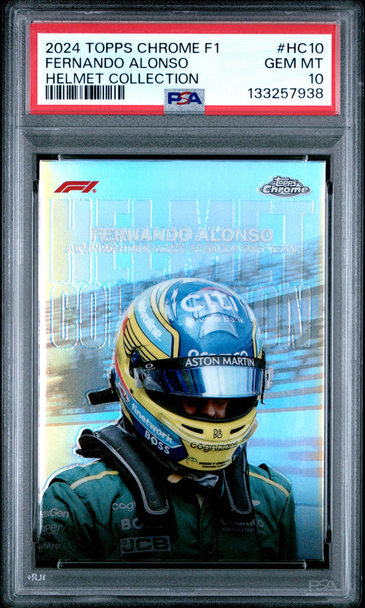 2024 Topps Chrome Formula 1 Helmet Collection #HC10 Fernando Alonso PSA 10